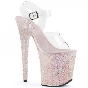 Pleaser Flamingo-808LG Women's Platform Heels Sandals White / Clear | NZ GPTIKY