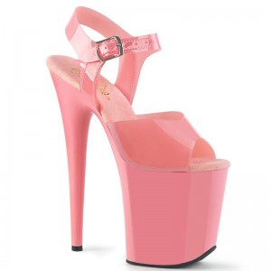 Pleaser Flamingo-808N Women's Platform Heels Sandals Pink / Clear | NZ YSCZGL