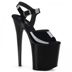 Pleaser Flamingo-808N Women's Platform Heels Sandals Black / Clear | NZ OHNACV