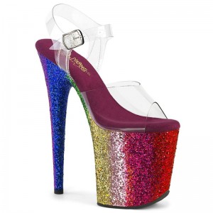 Pleaser Flamingo-808RBG Women's Platform Heels Sandals Multicolor / Clear | NZ NRXEDP