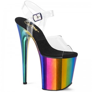 Pleaser Flamingo-808RC Women's Platform Heels Sandals Multicolor / Clear | NZ HQFTNI