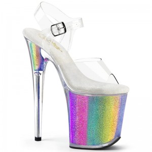 Pleaser Flamingo-808RG-01 Women's Platform Heels Sandals Multicolor / Clear | NZ ETLIZF