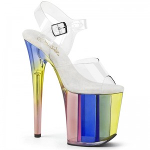 Pleaser Flamingo-808RT Women's Platform Heels Sandals Multicolor / Clear | NZ YGDHLP