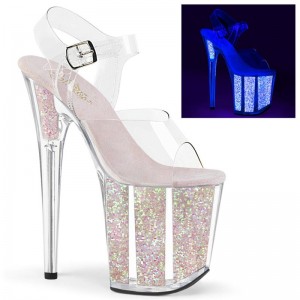 Pleaser Flamingo-808UVG Women's Platform Heels Sandals White / Clear | NZ FPRUBQ