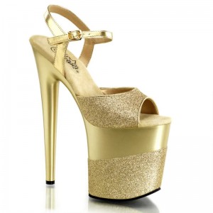 Pleaser Flamingo-809-2G Women's Platform Heels Sandals Gold | NZ SQZDEP