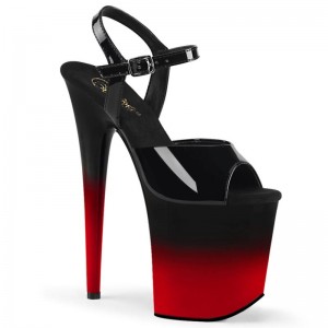 Pleaser Flamingo-809BR-H Women's Platform Heels Sandals Black / Red | NZ RVWMHZ