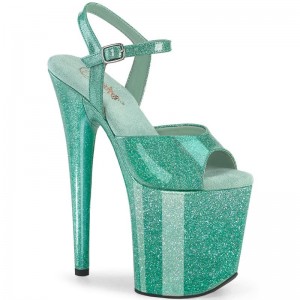 Pleaser Flamingo-809GP Women's Platform Heels Sandals Green | NZ LCFVQJ