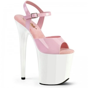 Pleaser Flamingo-809 Women's Platform Heels Sandals Pink / White | NZ KDYEJI