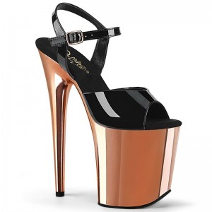 Pleaser Flamingo-809 Women's Platform Heels Sandals Black / Rose Gold | NZ PLRWKN