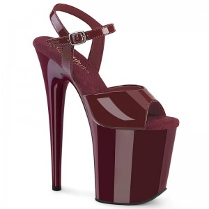 Pleaser Flamingo-809 Women's Platform Heels Sandals Burgundy | NZ CJQASP