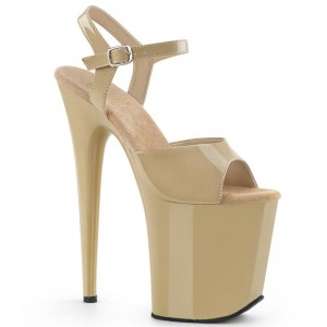 Pleaser Flamingo-809 Women's Platform Heels Sandals Beige | NZ EPNFOQ