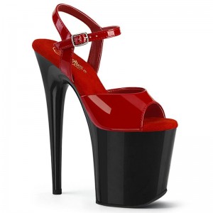 Pleaser Flamingo-809 Women's Platform Heels Sandals Red / Black | NZ RBNVSC