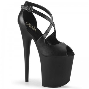 Pleaser Flamingo-821 Vegan Leather Women's Platform Heels Sandals Black | NZ FXIDPS