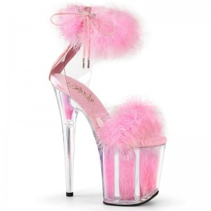 Pleaser Flamingo-824F Women's Platform Heels Sandals Pink / Clear | NZ NIWTVY