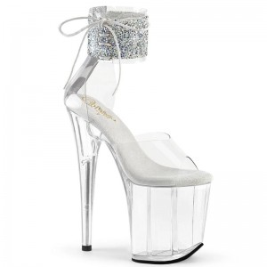 Pleaser Flamingo-824RS-02 Women's Platform Heels Sandals Silver / Clear | NZ SABNTC