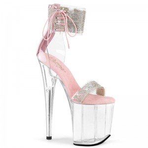 Pleaser Flamingo-827RS Women's Platform Heels Sandals Pink / Clear | NZ JGFYND