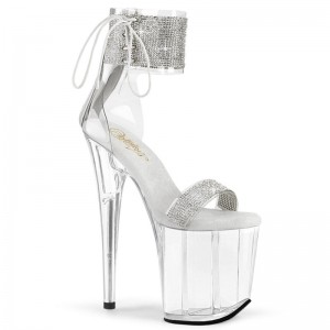 Pleaser Flamingo-827RS Women's Platform Heels Sandals Silver / Clear | NZ TVILGQ