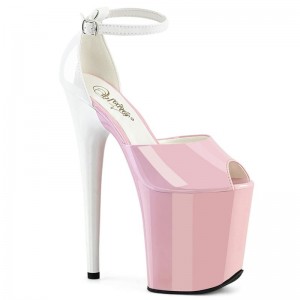 Pleaser Flamingo-868 Women's Platform Heels Sandals Pink / White | NZ XRBVHK