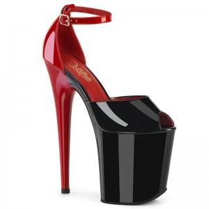 Pleaser Flamingo-868 Women's Platform Heels Sandals Black / Red | NZ OWLIYN