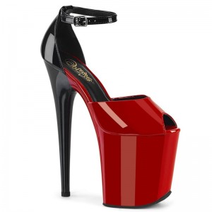 Pleaser Flamingo-868 Women's Platform Heels Sandals Red / Black | NZ SLNRGJ