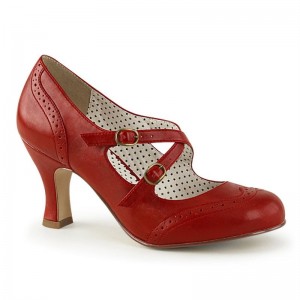 Pleaser Flapper-35 Vegan Leather Women's Pumps Red | NZ EOALGS