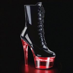 Pleaser Flashdance-1020-7 Women's Heels Boots Black / Clear | NZ PIGFNT