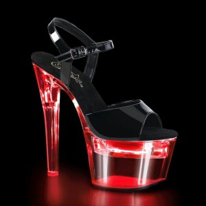 Pleaser Flashdance-709 Women's Platform Heels Sandals Black / Clear | NZ LTMNBQ