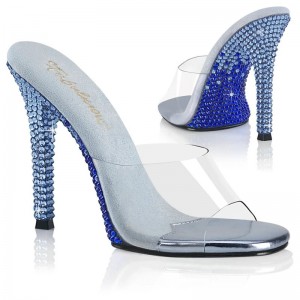 Pleaser Gala-01DMM Women's Slides Blue / Clear | NZ VPQKAC