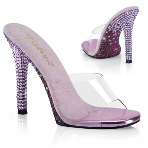 Pleaser Gala-01DMM Women's Slides Lavender / Clear | NZ ZSNYRQ