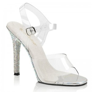 Pleaser Gala-08DM Women's Heels Sandals Silver / Clear | NZ TDLNYV