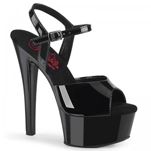 Pleaser Gleam-609 Women's Platform Heels Sandals Black | NZ QJIHUK