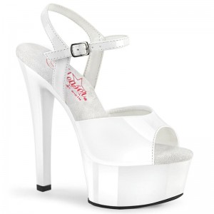 Pleaser Gleam-609 Women's Platform Heels Sandals White | NZ YXLPET