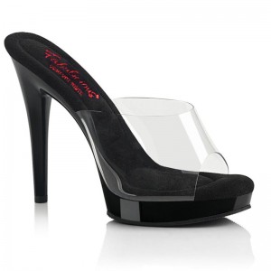 Pleaser Glory-501 Women's Platform Slides Black / Clear | NZ UZHGKX