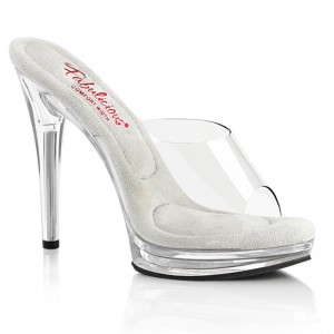 Pleaser Glory-501 Women's Platform Slides Clear | NZ VFWUYZ