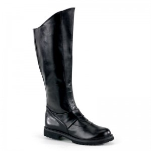 Pleaser Gotham-100 Vegan Leather Men's Knee-high Boots Black | NZ FQHNEA