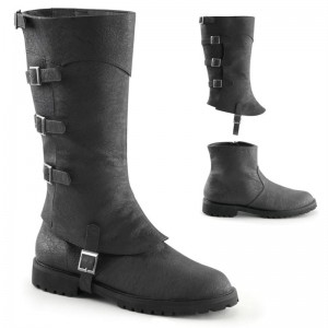 Pleaser Gotham-105 Vegan Leather Men's Knee-high Boots Black | NZ FWMGOQ