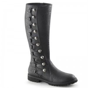 Pleaser Gotham-109 Vegan Leather Men's Knee-high Boots Black | NZ YJNACP