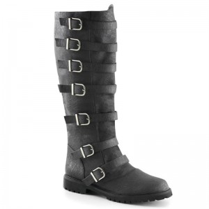 Pleaser Gotham-110 Vegan Leather Men's Knee-high Boots Black | NZ ALZMYV