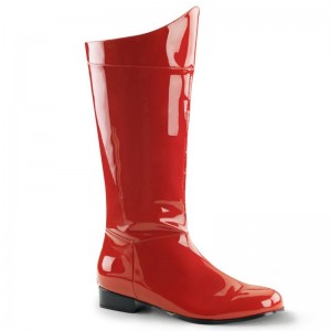 Pleaser Hero-100 Men's Knee-high Boots Red | NZ TDKGQV