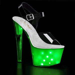 Pleaser Illuminator-708 Women's Platform Heels Sandals White / Clear | NZ COBPYM