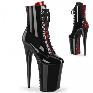 Pleaser Infinity-1020FH Women's Heels Boots Black / Red | NZ CHXDLW