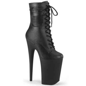 Pleaser Infinity-1020PK Vegan Leather Women's Heels Boots Black | NZ QZCSOR