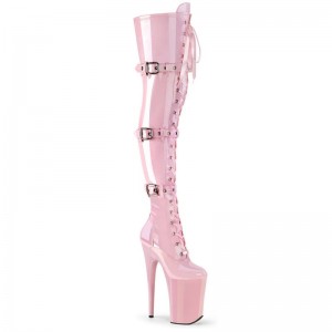 Pleaser Infinity-3028 Women's Thigh High Boots Pink | NZ GUFVMB