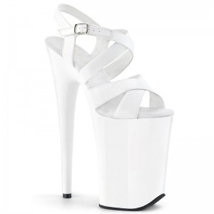 Pleaser Infinity-997 Women's Platform Heels Sandals White | NZ JLWUOP