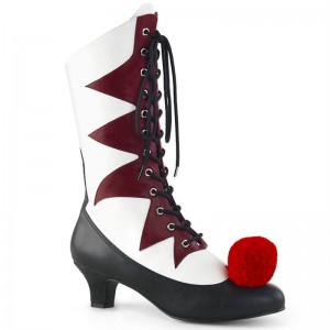 Pleaser It-120 Women's Heels Boots White / Burgundy | NZ ZWJQVD