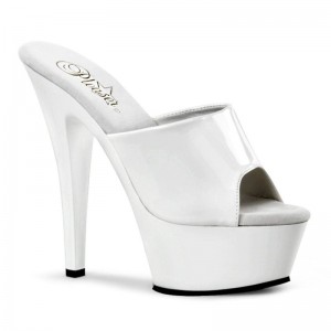 Pleaser Kiss-201 Women's Platform Slides White | NZ ZUOIBY