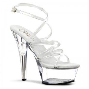 Pleaser Kiss-206 Women's Platform Heels Sandals Clear | NZ UTLJMX