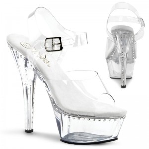 Pleaser Kiss-208LS Women's Platform Heels Sandals Clear | NZ RIVNJW