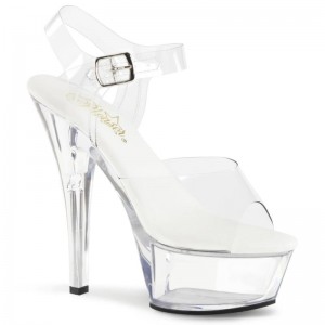 Pleaser Kiss-208VL Women's Platform Heels Sandals Clear | NZ AMCGPO