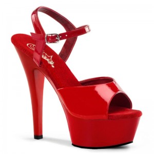 Pleaser Kiss-209 Women's Platform Heels Sandals Red | NZ OZLESK